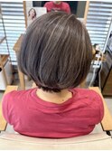 白髪ぼかしハイライト★アッシュグレージュ★ショートボブ★坂田
