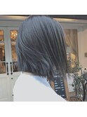 " 切りっぱなしボブ…カーキアッシュの透明感で色白美人"