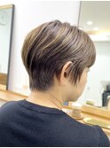 くびレイヤーエモージュグレージュクール透明感白髪染白髪ぼかし