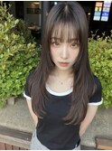 イメチェンハッシュカットフルバング似合わせレッドブラウン