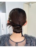 タイトヘアセット/アップヘア/ローポニー/結婚式ヘアセット