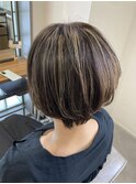 ショートボブ×コントラストハイライト☆【中村隆寛】