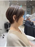 表参道髪質改善カラーウルフショートカットベージュアッシュ40代