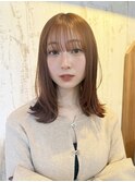 外ハネミディアム/レイヤーカット/シースルーバング