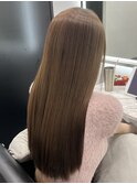 ロングヘアー艶感ベージュカラー縮毛矯正髪質改善　赤坂見附