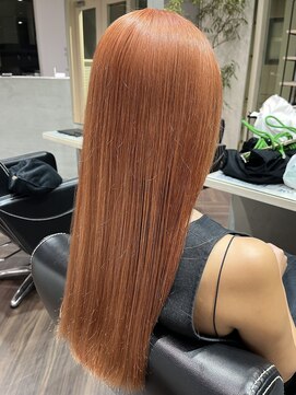 ニーフ 恵比寿(neaf) ハイトーン　オレンジカラー　オレンジ　ブリーチ