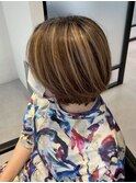 くびれショートボブ40代50代グレイカラー白髪染め白髪ぼかし
