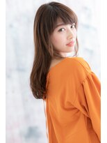 ミック 日暮里店(miq)&nbsp;斜めバングショコラベージュくせ毛風カールセミディa1