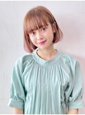 パッツンボブ_ピンクベージュインナーグレージュ_8913