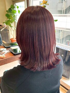 ヘアリゾート粋 ティガ 池袋店(tiga) ボルドーカラー/くびれ外ハネ/ボブ