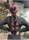 【ヘアアレンジ×ピンクカラー】#ケアブリーチ#ヘアセット