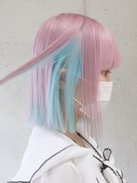 プネル(punel)&nbsp;ターコイズ ツートンカラー デザインカラー ケアブリーチ　原宿