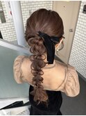 編みおろし 編みポニー 参列ヘア イベントヘア ライブヘア