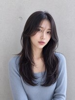 ラックスビーギャラリー なんば駅前店(LUXBE GALLERY) 広がり対策 オリーブベージュ ナチュラルストレートロング 30代