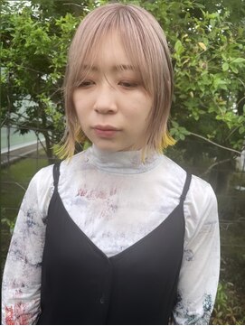 リムー(Rmmu) ホワイティベージュ裾イエロー