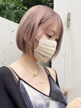 《*ベージュカラー×ミニボブ*》再現性高いカットで作るボブスタイル*[ダブルカラー/原宿/ブリーチカラー]