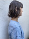 前髪艶感結べるボブふんわり丸みカールデジタルパーマ大人美人