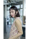 大人女性の前髪の短い毛先パーマスタイル