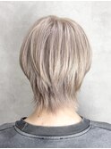 ホワイトグレージュミニウルフチェリーブラウンデジタルパーマ
