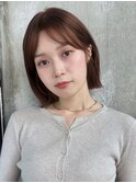 レイヤーボブ 切りっぱなし 顔周りカット コーラルベージュ