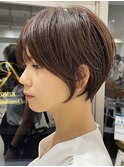 ◎前下がりショートボブハンサムショートカットカラーパーマケア