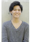 黒髪アップバング