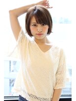 レウナ 外苑前(Reuna)&nbsp;シースルーバング×暗髪アッシュショートボブ