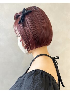 フォト イケブクロ(foto IKEBUKURO) 切りっぱなしボブピンクブラウンブリーチ髪質改善レイヤー池袋