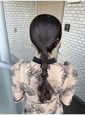 タイトアレンジ タイトポニー 編みおろし タイトヘア 参列ヘア