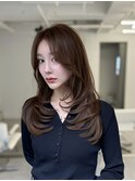 ワンカールレイヤー ブリーチなし サイドバング