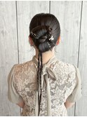 【お呼ばれリボンアレンジ】ヘアアレンジ/結婚式/タイトヘア姫路