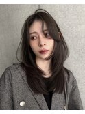 ロングレイヤーカットオリーブグレージュカラー