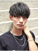 ナチュラルマッシュパーマメンズショート刈り上げツーブロック