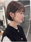 20代30代ミニボブ切りっぱなしボブぱっつん前髪シースルー顔周り