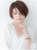 ブリーチなし小顔ワンレン刈り上げショートマッシュ30代40代W