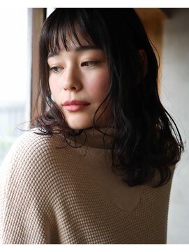 ニコヘアー(niko hair) シースルーバング×重軽ミディLINEID▼@vey3047y