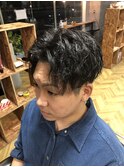 ツイストスパイラルパーマセンターパート