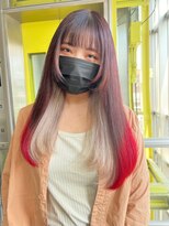 ガルボ ヘアー(garbo hair)&nbsp;#ガルボヘアー 赤 ホワイト エンドカラー インナーカラー