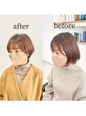 大人可愛い20代30代40代前髪ありショートボブ丸みショート◎
