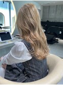 ★斜めバングミディアムヘアグレージュカラーシルキーベージュ★