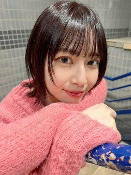 ミヨン 熊本店(miyon) ミディアムウルフ☆顔周りレイヤー☆ピンクブラウン☆