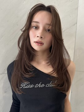 サイン 渋谷(SIGN) 韓国ヘア水光肌ざくざくレイヤーカットグレージュブリーチ無し