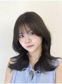 韓国ヘア 透明感カラー 2wayバング レイヤーカット 顔周り