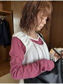 大人女性/ボブパーマ/抜け感