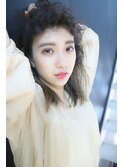 アップバングオルチャンミディアムヘアー