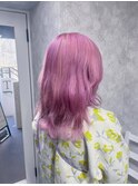 ピンクカラー/韓国ヘア/ケアブリーチ/ダブルカラー/渋谷