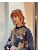 インナーカラー オレンジ ベルボブ