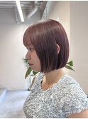 グレージュココアブラウン×前下がりボブ