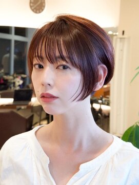 ティーワン 神埼店(T-one) ネビージュオリーブベージュ髪質改善前髪カットショートボブ