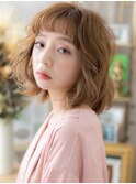大人かわいいぱっつん前髪ひし形小顔マレットヘアh420代30代40代